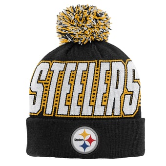 Preschool Outerstuff Black Pittsburgh Steelers Cuffed Knit Hat with Pom