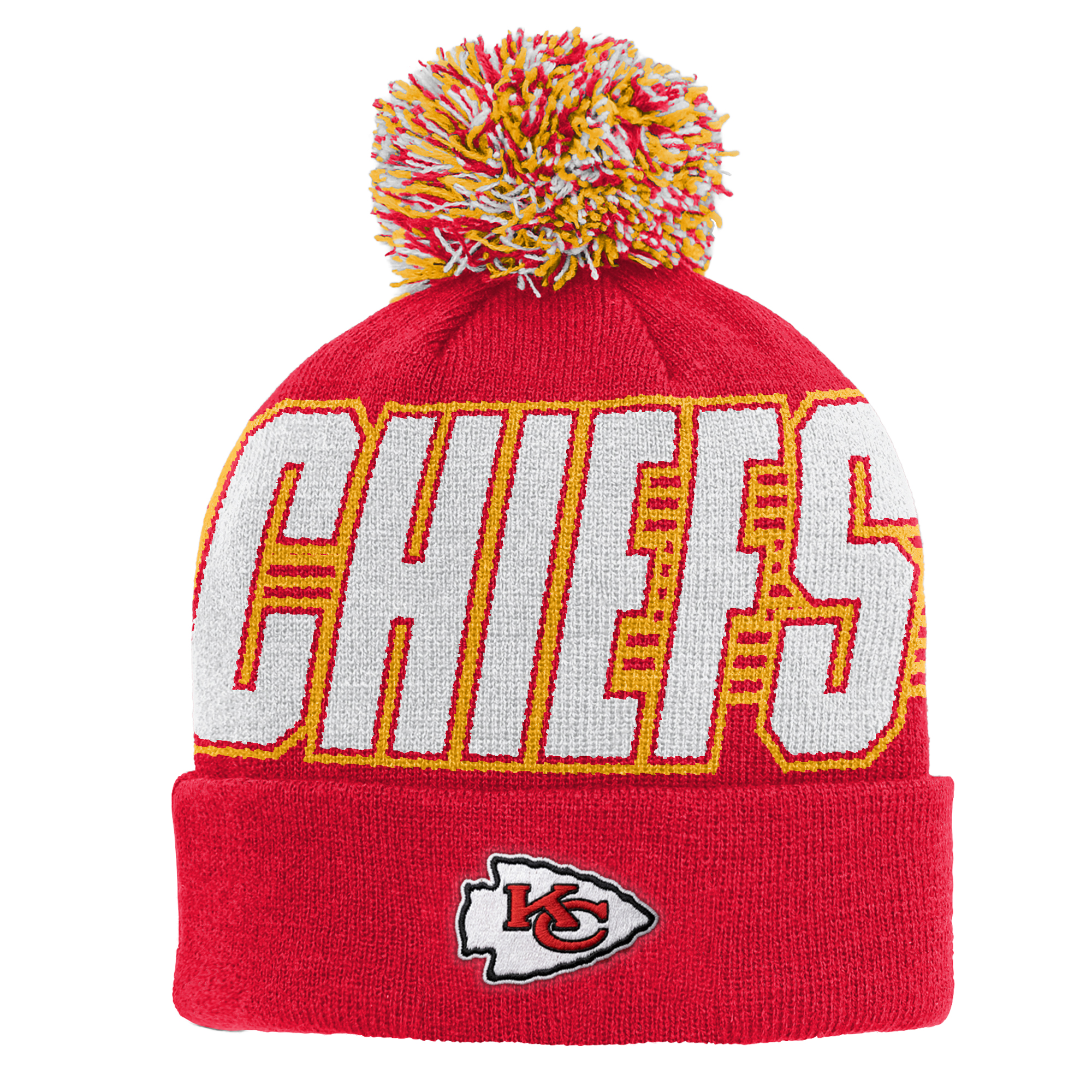 Preschool Outerstuff Red Kansas City Chiefs Cuffed Knit Hat with Pom
