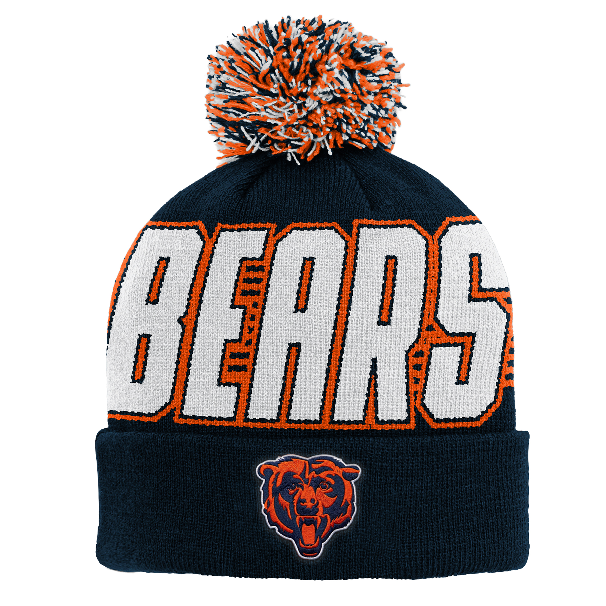 Preschool Outerstuff Navy Chicago Bears Cuffed Knit Hat with Pom