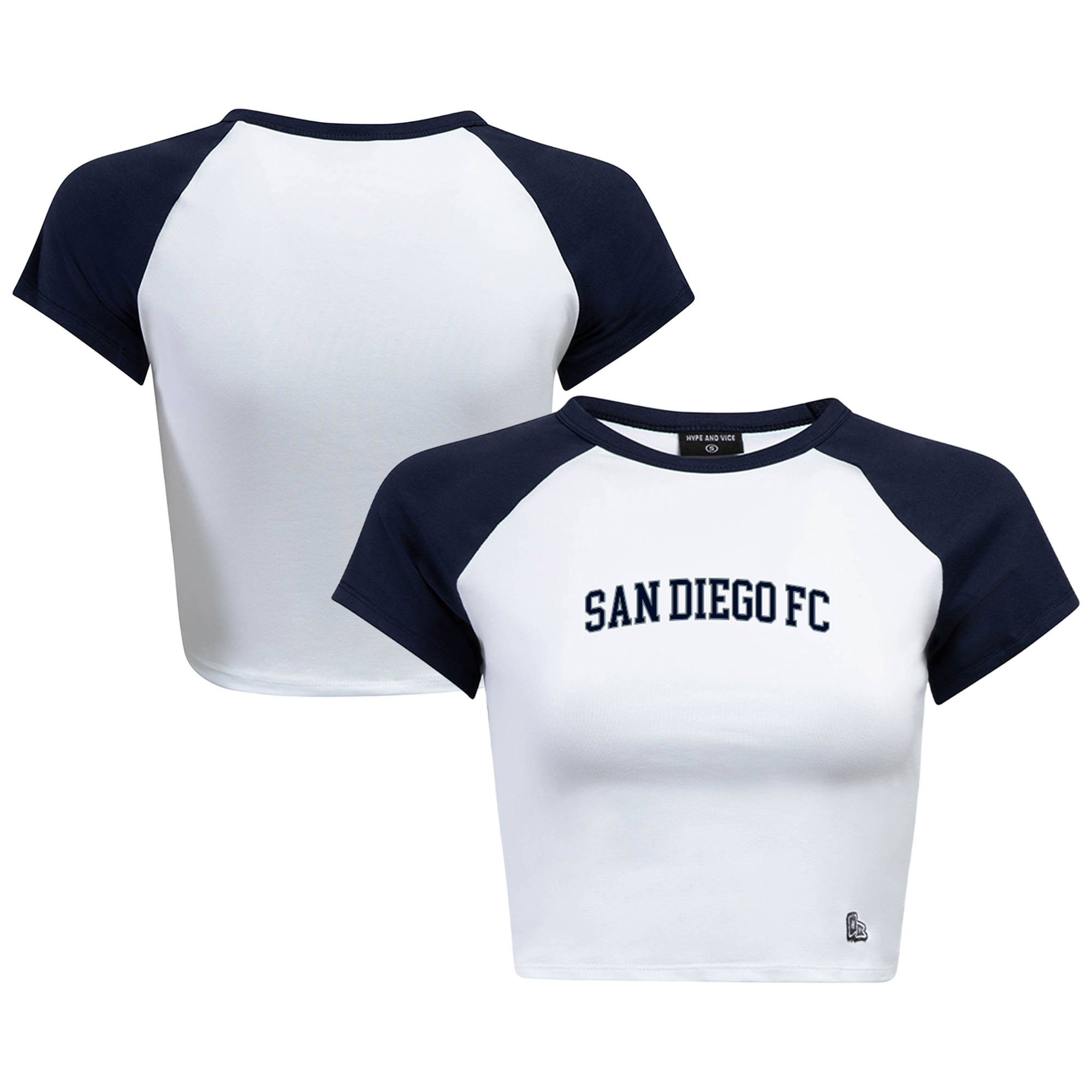 Women's Hype and Vice White San Diego FC Home Run Cropped Raglan T-Shirt