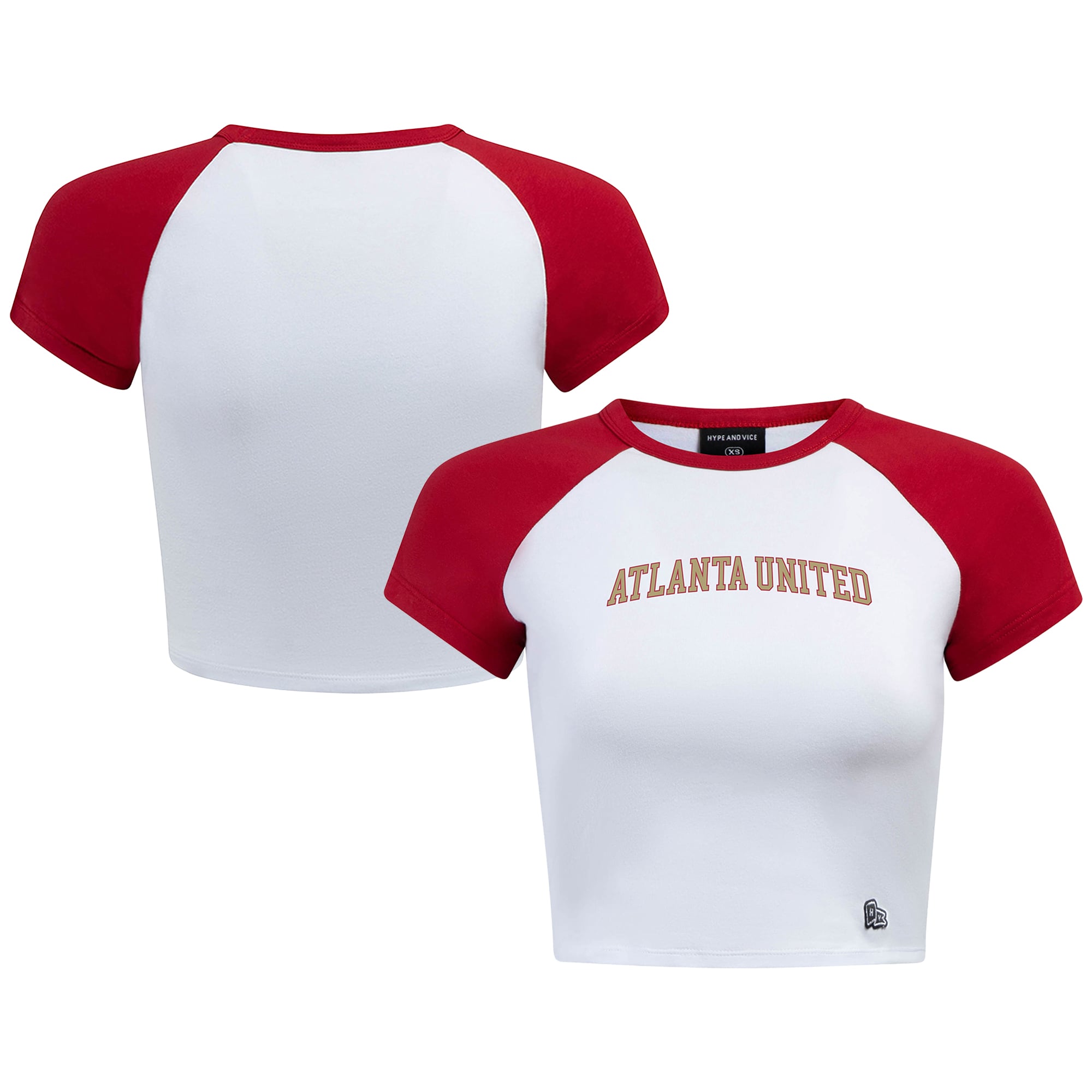 Women's Hype and Vice White Atlanta United FC Home Run Cropped Raglan T-Shirt