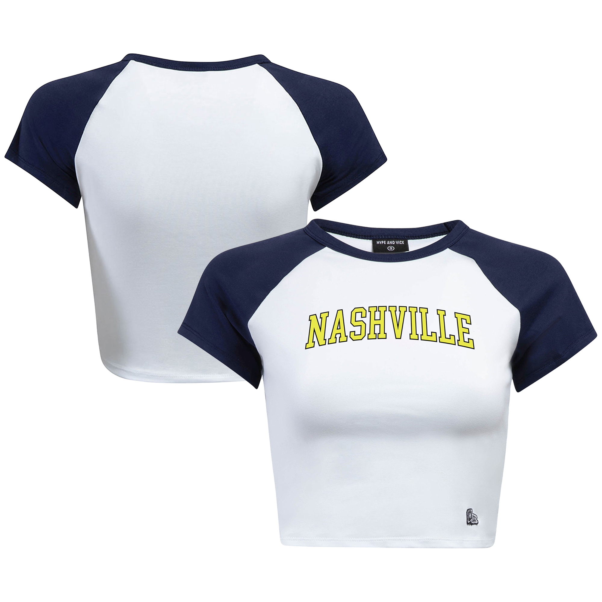 Women's Hype and Vice White Nashville SC Home Run Cropped Raglan T-Shirt