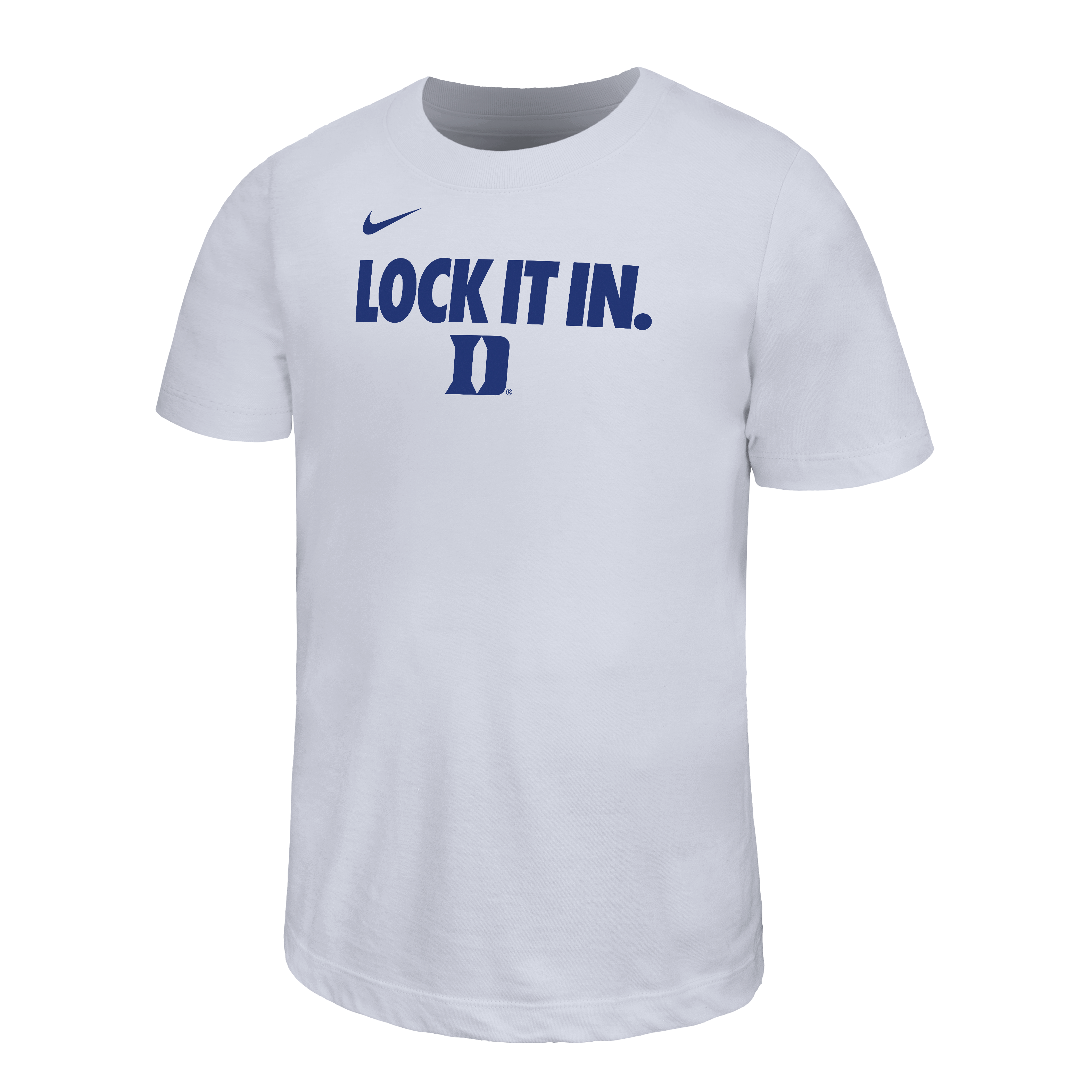 Youth Nike White Duke Blue Devils 2026 On-Court Bench Legend Dri-FIT T-Shirt