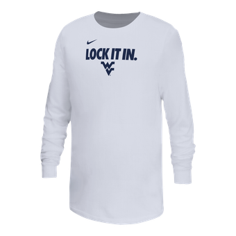 Youth Nike White West Virginia Mountaineers On-Court Bench Legend Dri-FIT Long Sleeve T-Shirt