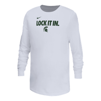 Youth Nike White Michigan State Spartans On-Court Bench Legend Dri-FIT Long Sleeve T-Shirt