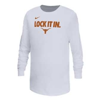 Youth Nike White Texas Longhorns On-Court Bench Legend Dri-FIT Long Sleeve T-Shirt
