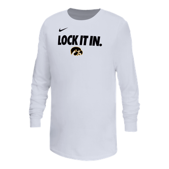 Youth Nike White Iowa Hawkeyes On-Court Bench Legend Dri-FIT Long Sleeve T-Shirt