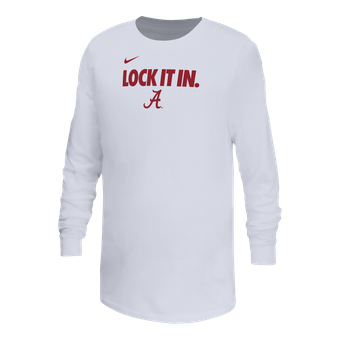 Youth Nike White Alabama Crimson Tide On-Court Bench Legend Dri-FIT Long Sleeve T-Shirt