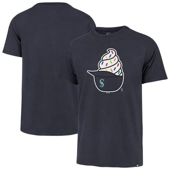 Men's '47  Navy Seattle Mariners Ice Cream Helmet Franklin T-Shirt