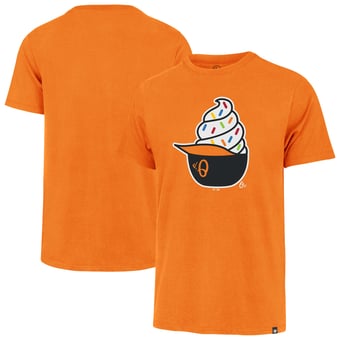 Men's '47  Orange Baltimore Orioles Ice Cream Helmet Franklin T-Shirt