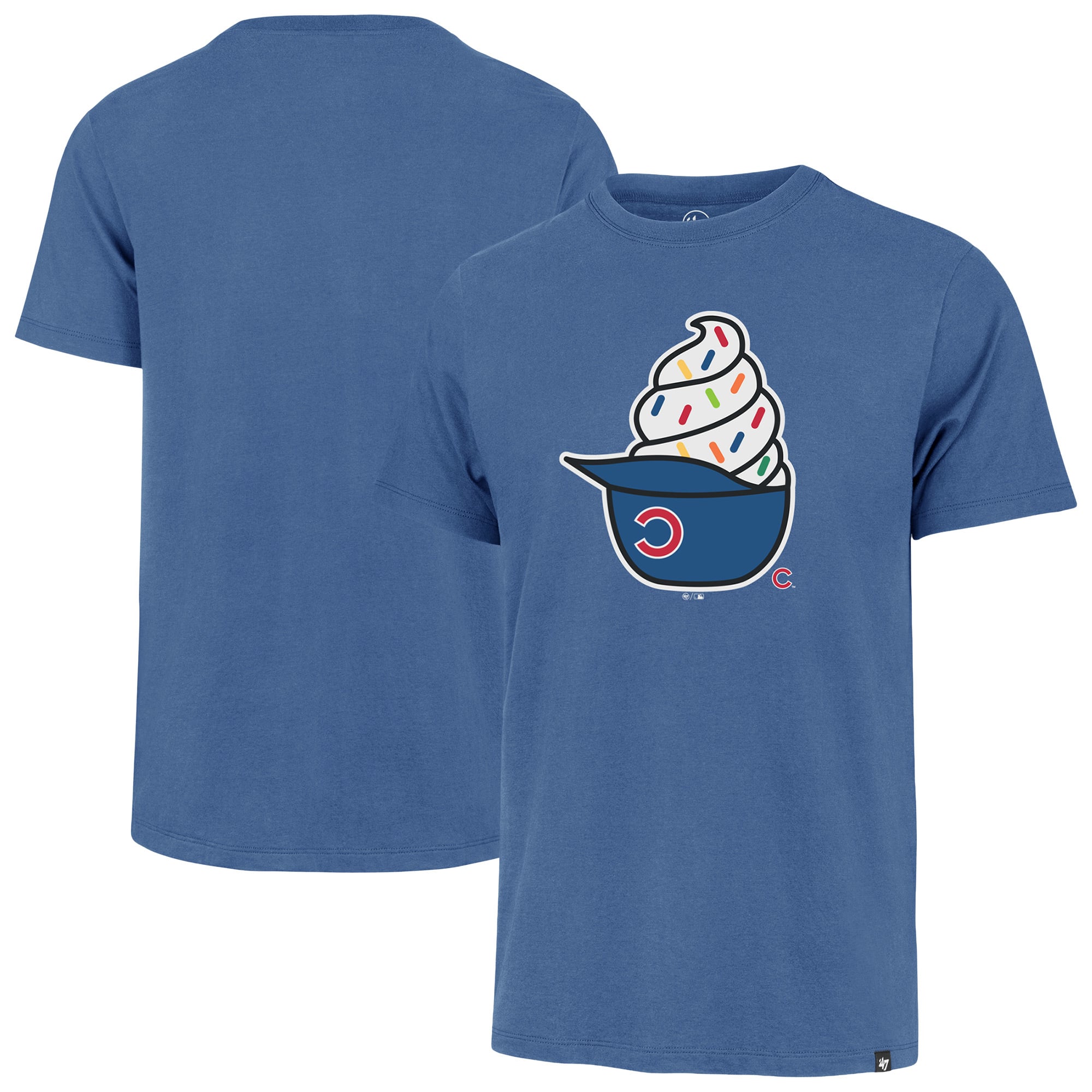 Men's '47 Royal Chicago Cubs Ice Cream Helmet Franklin T-Shirt