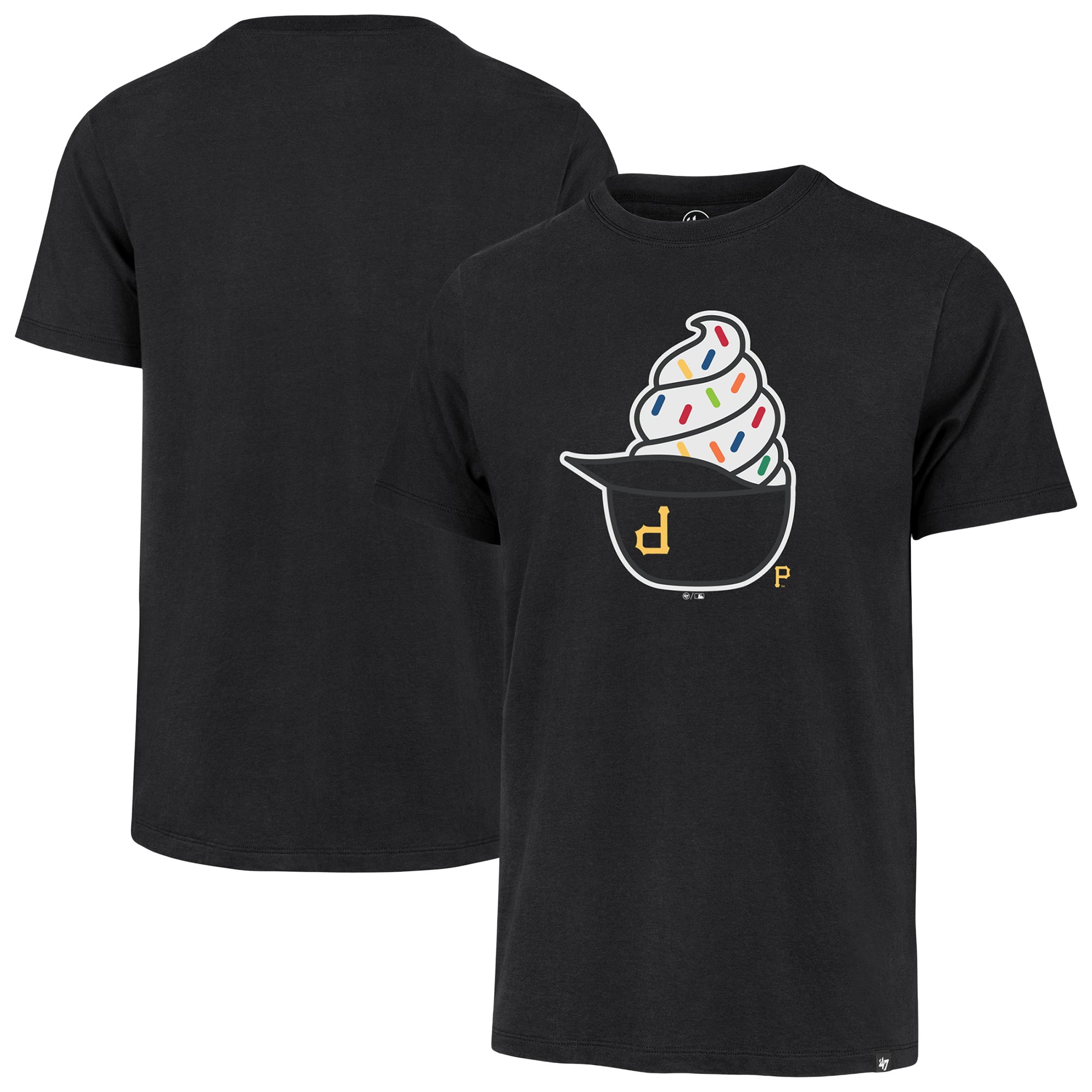 Men's '47  Black Pittsburgh Pirates Ice Cream Helmet Franklin T-Shirt