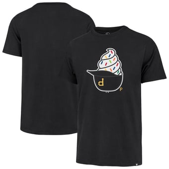Men's '47 Black Pittsburgh Pirates Ice Cream Helmet Franklin T-Shirt