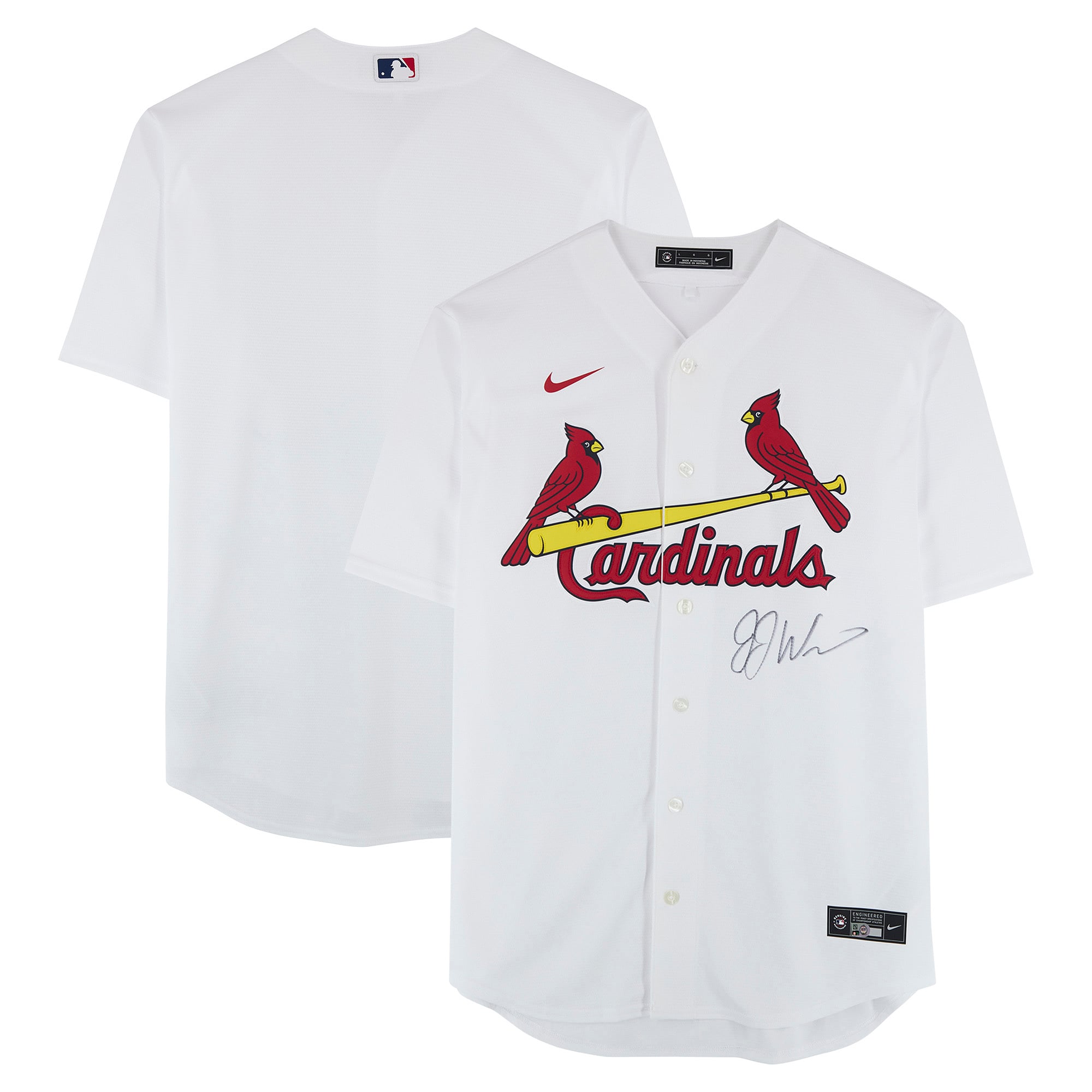 JJ Wetherholt St. Louis Cardinals Autographed White Nike Replica Jersey  - Front Signed