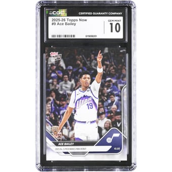 Ace Bailey Utah Jazz 2025-26 Topps Now '25 No. 5 Pick Makes NBA Debut #9 CGC Authenticated Rookie Card