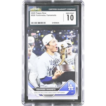 Yoshinobu Yamamoto Los Angeles Dodgers 2025 Topps Now Earns '25 Willie Mays World Series MVP Honors #926 CGC Authenticated Card