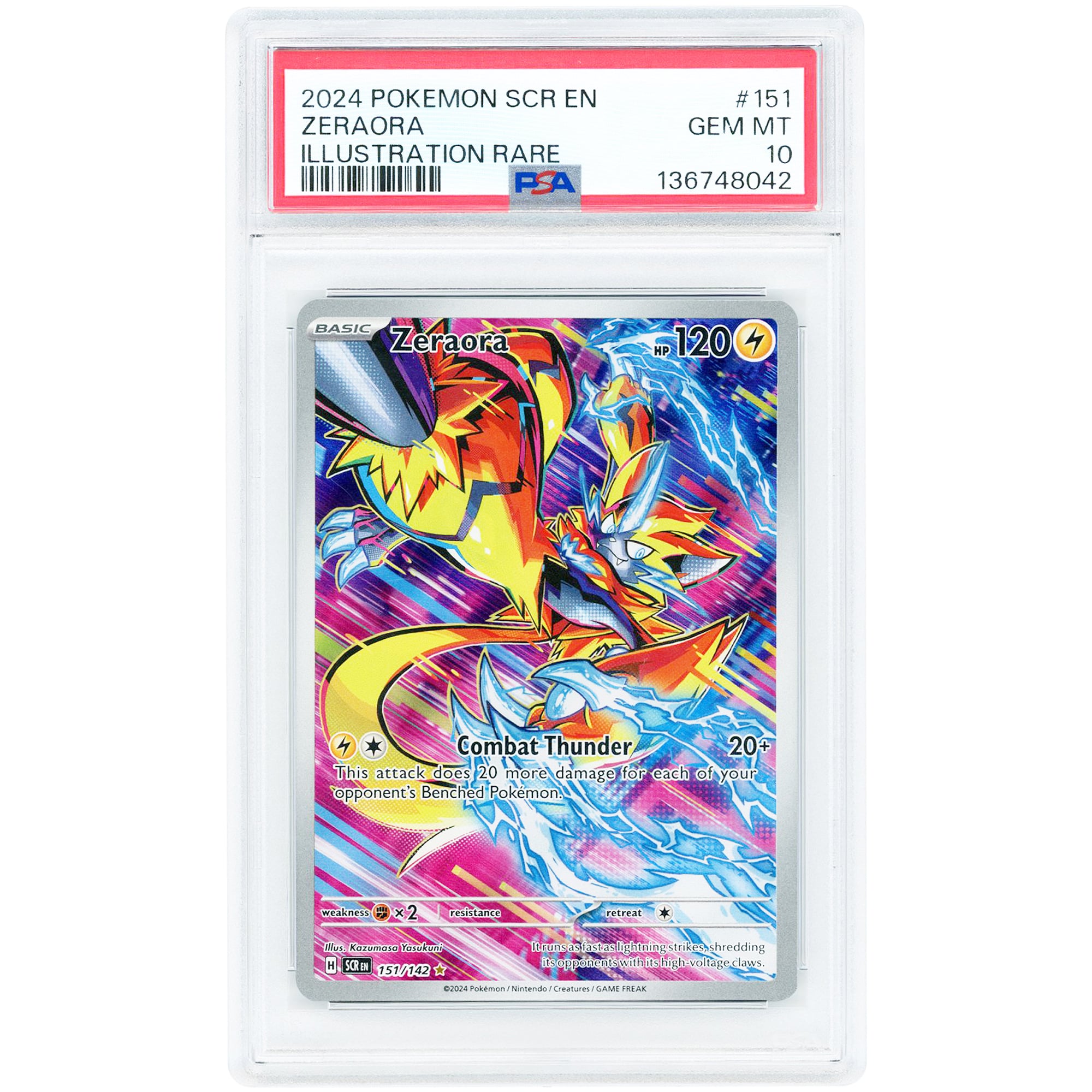 Zeraora 2024 Pokemon Stellar Crown Illustration Rare #151 PSA Authenticated 10 Card