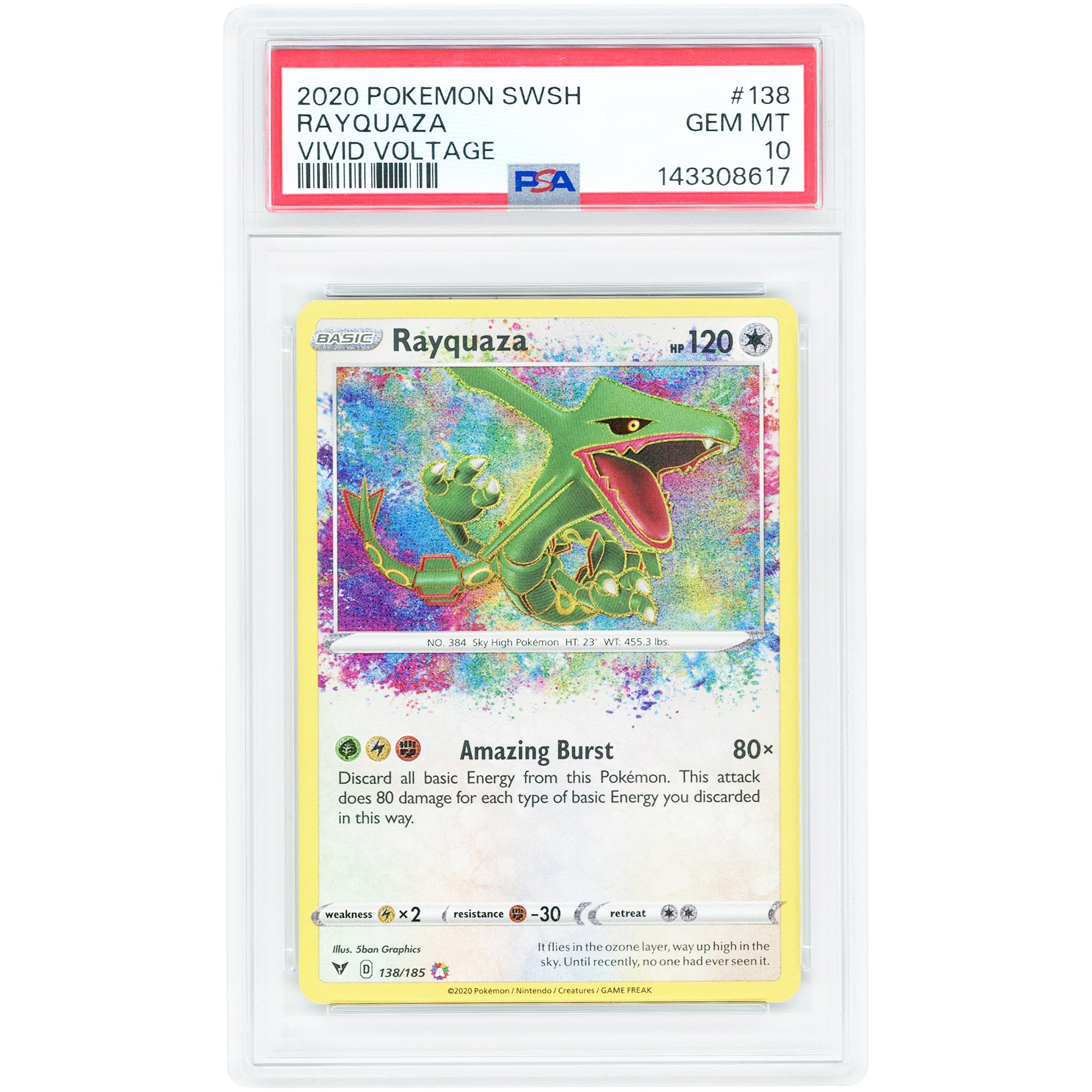 Rayquaza 2020 Pokemon Vivid Voltage Amazing Rare #138 PSA Authenticated 10 Card