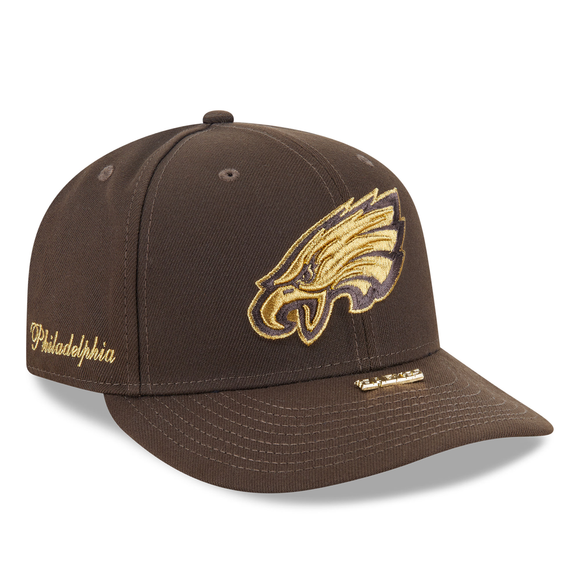 Men's New Era Brown Philadelphia Eagles Visor Pin A-Frame 59FIFTY Fitted Hat