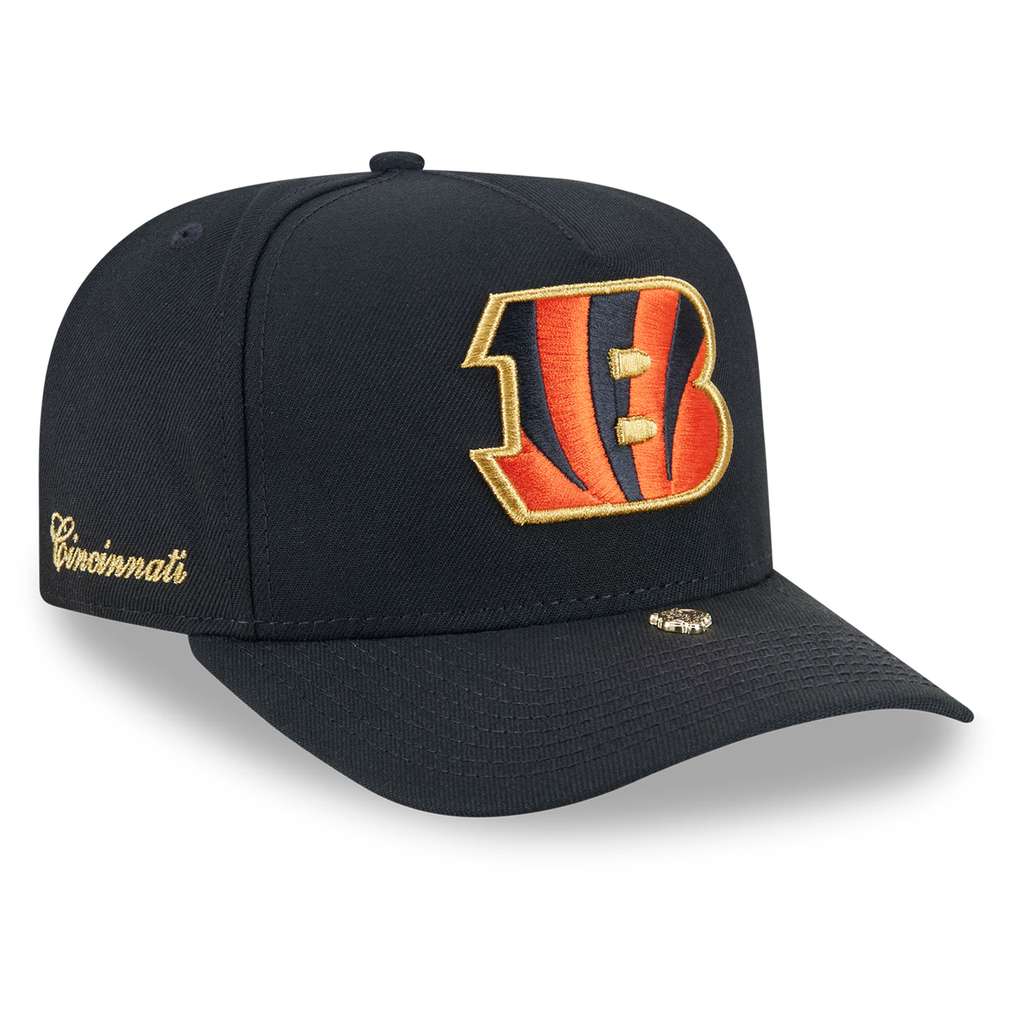 Men's New Era Black Cincinnati Bengals Visor Pin 9FIFTY A-Frame Snapback Hat