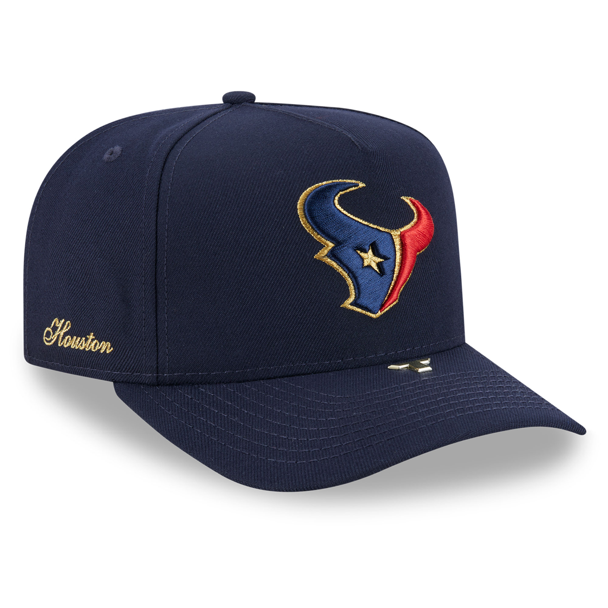 Men's New Era Navy Houston Texans Visor Pin 9FIFTY A-Frame Snapback Hat