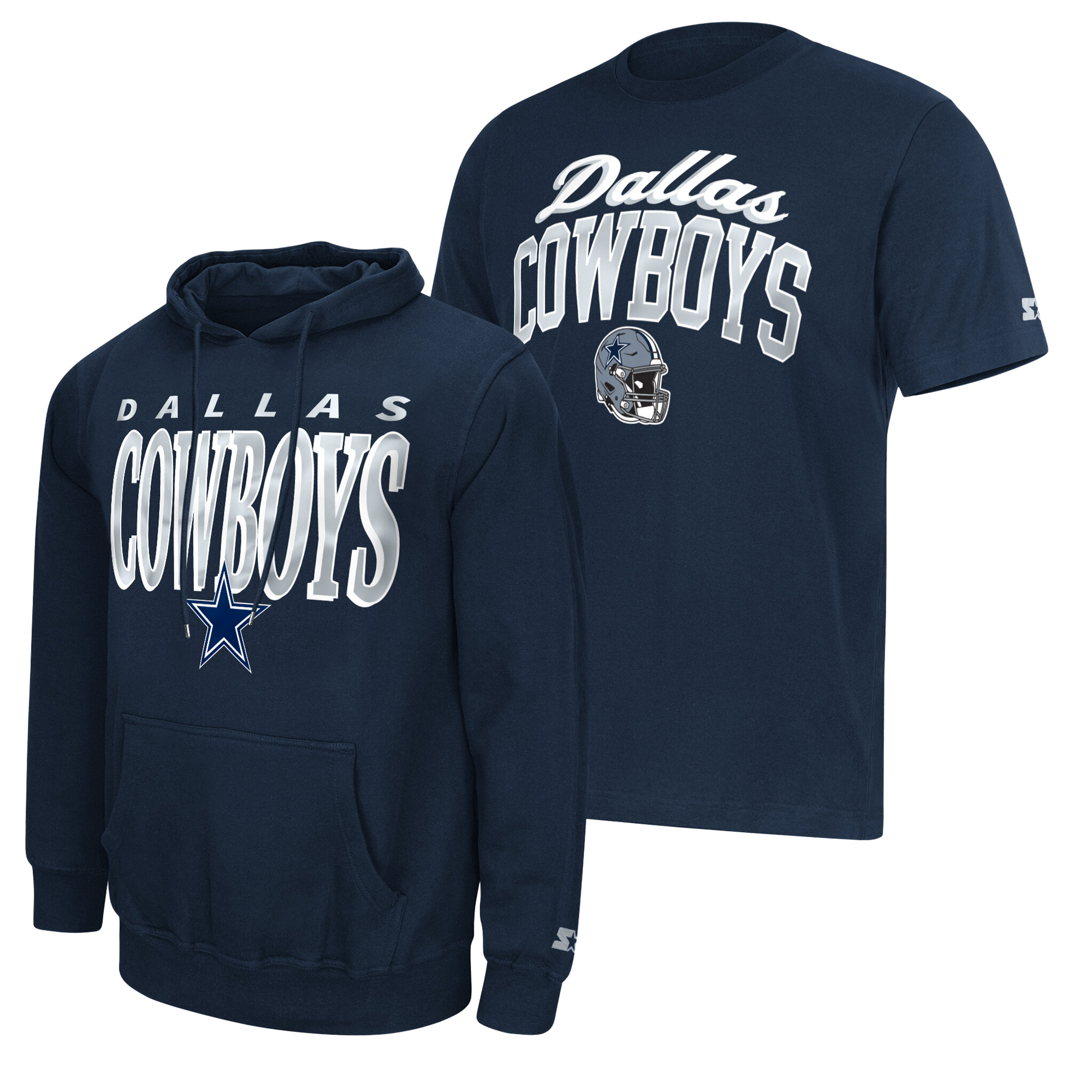 Men's Starter Navy Dallas Cowboys Logo T-Shirt & Hoodie Set