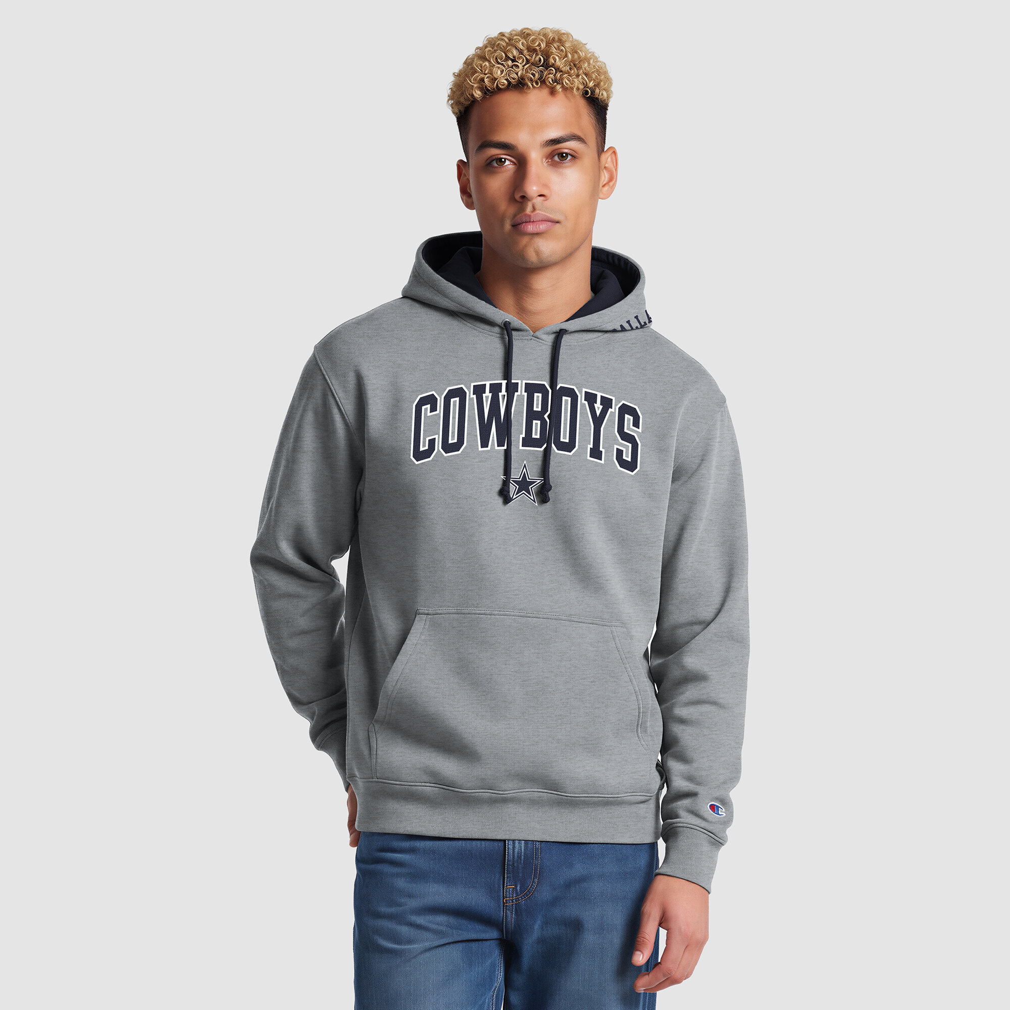 Champion Men's Gray Dallas Cowboys Contrast Hoodie - Gray, Navy
