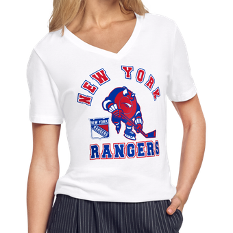 Women's Starter White New York Rangers Tough Puck T-Shirt
