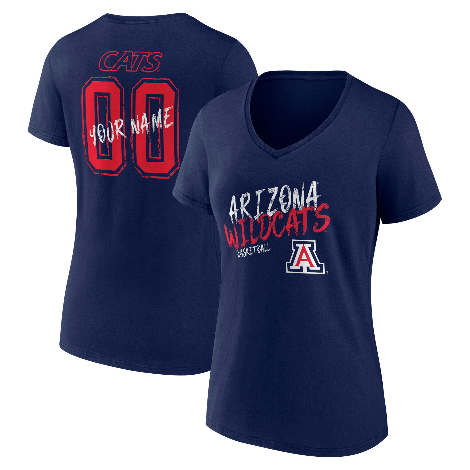 Women's Navy Arizona Wildcats Hustle Personalized Name & Number V-Neck T-Shirt