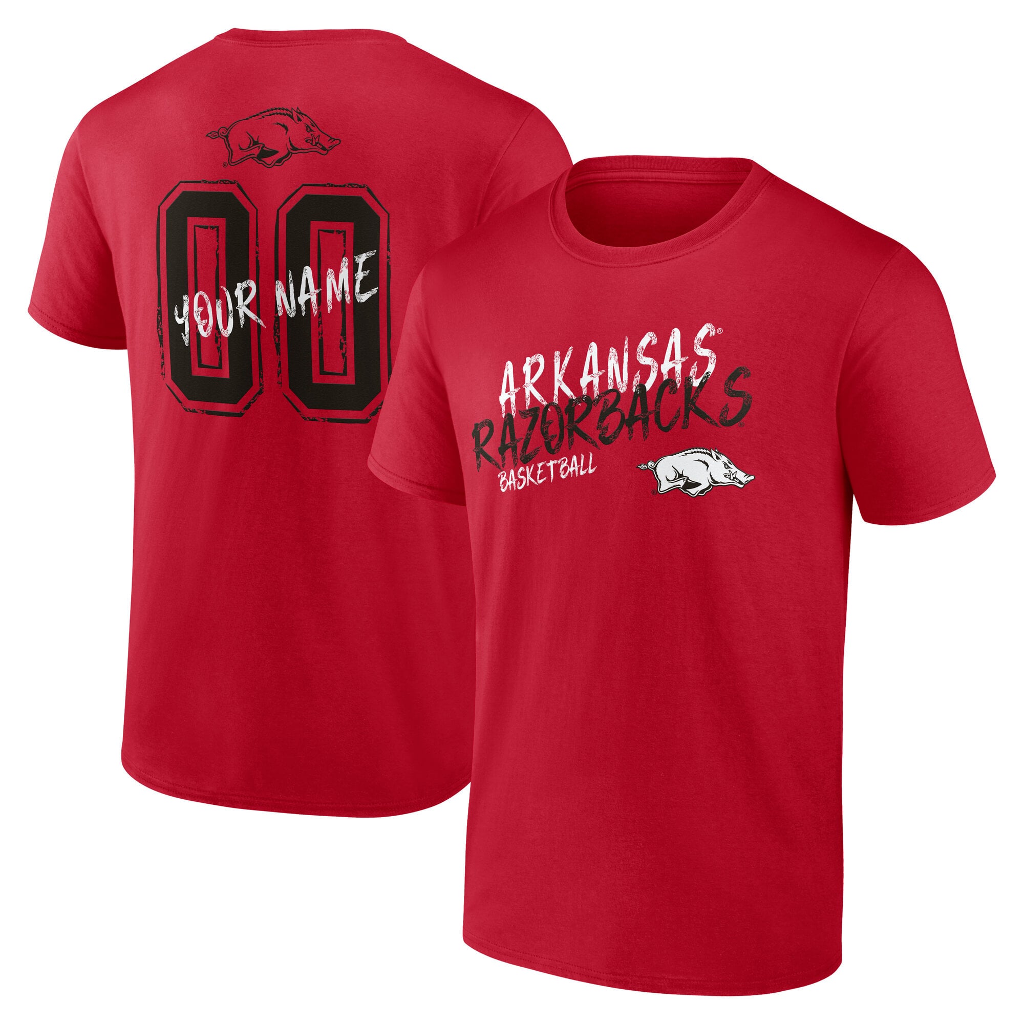 Men's Cardinal Arkansas Razorbacks Hustle Personalized Name & Number T-Shirt