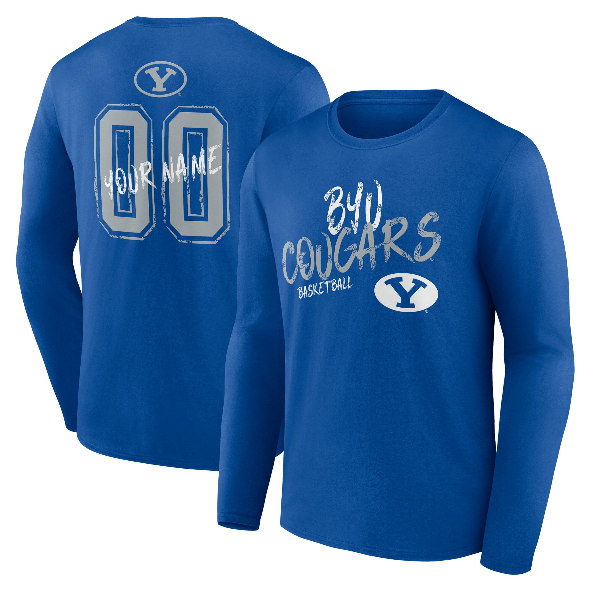 Men's Royal BYU Cougars Hustle Personalized Name & Number Long Sleeve T-Shirt