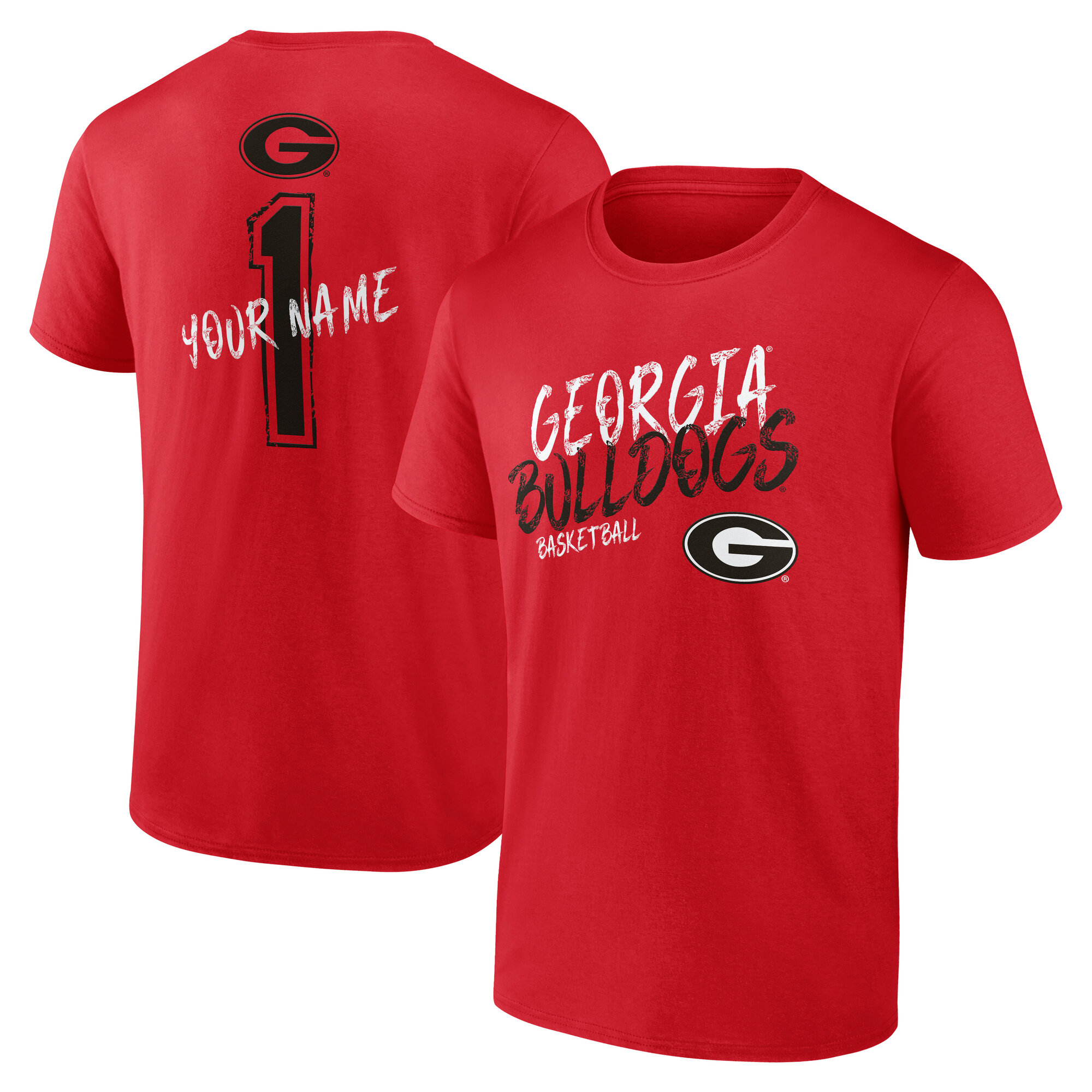 Men’s Red Georgia Bulldogs Hustle Personalized Name T-Shirt Men’s Red Georgia Bulldogs Hustle Personalized Name T-Shirt