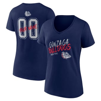 Women's Navy Gonzaga Bulldogs Hustle Personalized Name & Number V-Neck T-Shirt