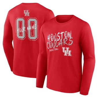 Men's Red Houston Cougars Hustle Personalized Name & Number Long Sleeve T-Shirt
