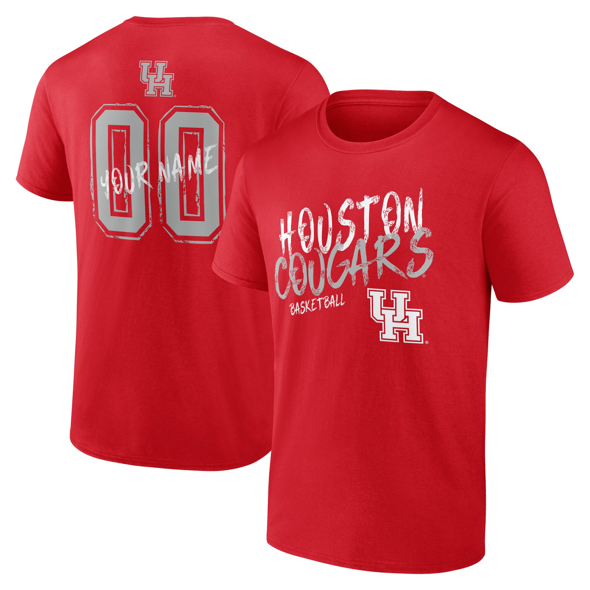 Men's Red Houston Cougars Hustle Personalized Name & Number T-Shirt