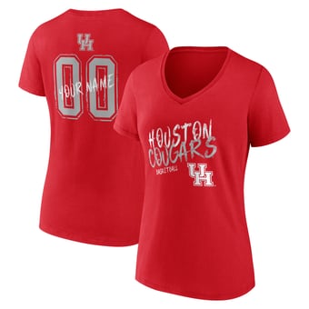 Women's Red Houston Cougars Hustle Personalized Name & Number V-Neck T-Shirt