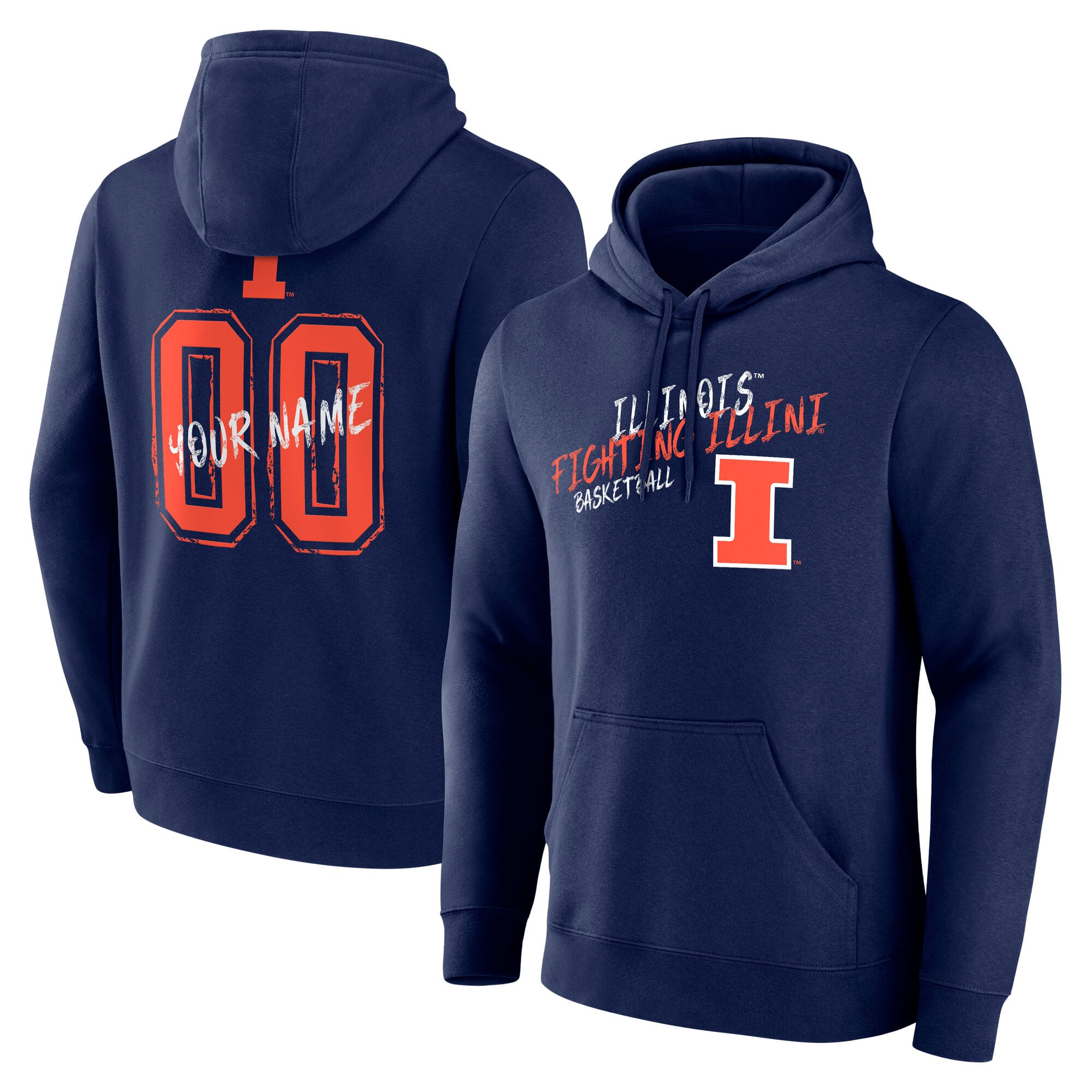 Men's Navy Illinois Fighting Illini Hustle Personalized Name & Number Hoodie