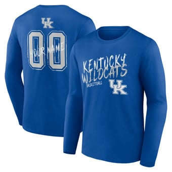 Men's Royal Kentucky Wildcats Hustle Personalized Name & Number Long Sleeve T-Shirt