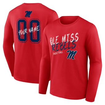 Men's Red Ole Miss Rebels Hustle Personalized Name & Number Long Sleeve T-Shirt