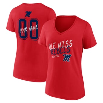 Women's Red Ole Miss Rebels Hustle Personalized Name & Number V-Neck T-Shirt