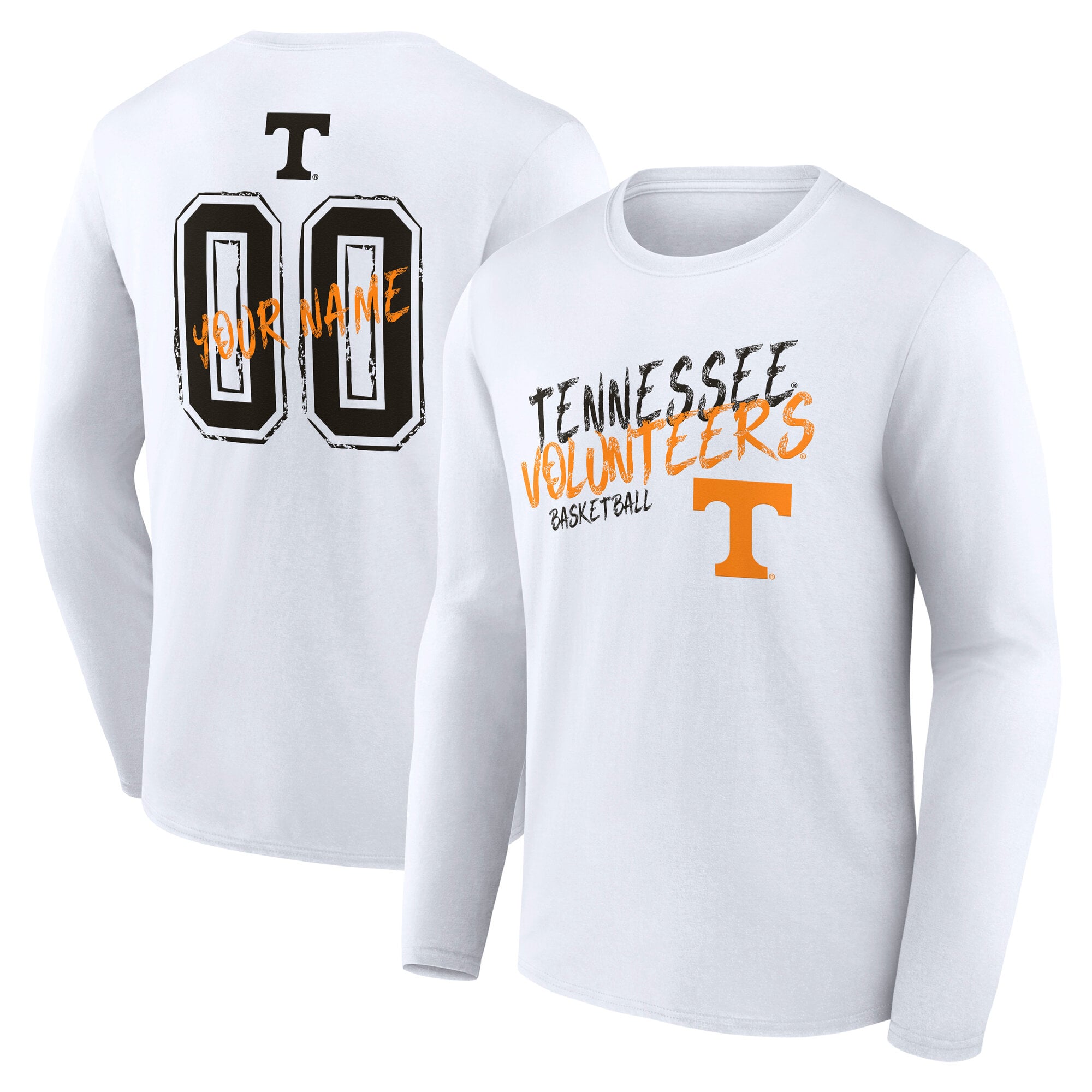 Men's White Tennessee Volunteers Hustle Personalized Name & Number Long Sleeve T-Shirt