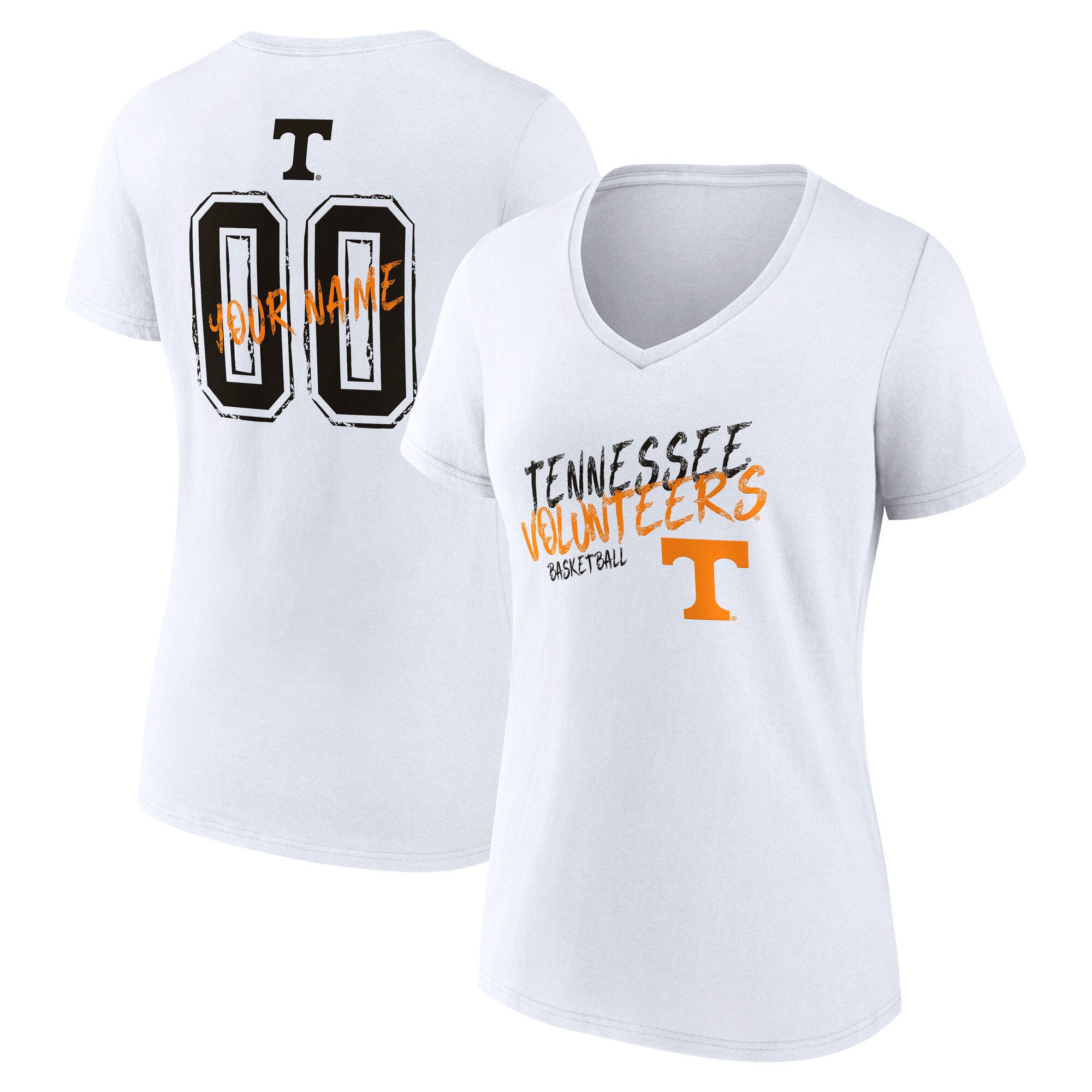 Women's White Tennessee Volunteers Hustle Personalized Name & Number V-Neck T-Shirt