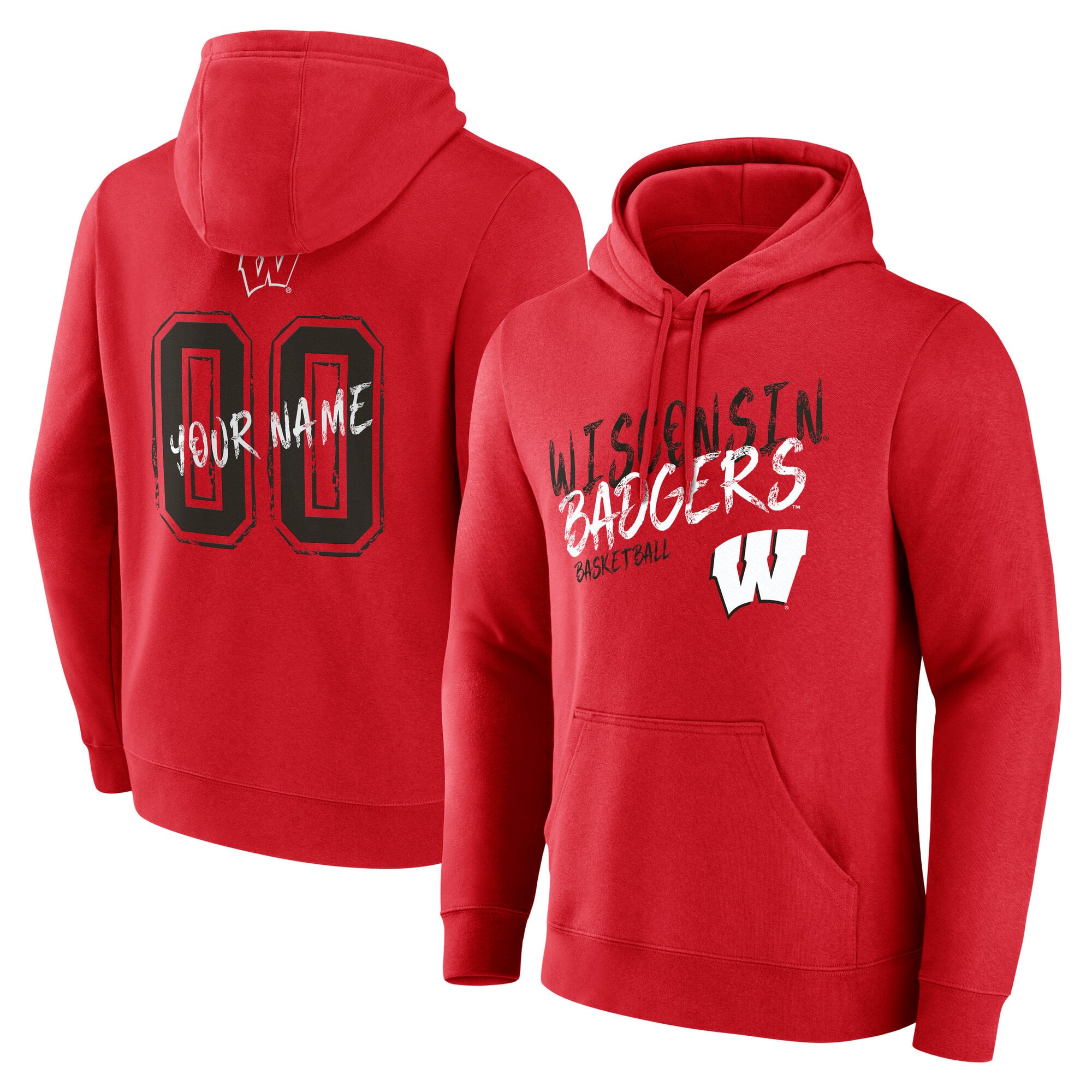 Men's Red Wisconsin Badgers Hustle Personalized Name & Number Hoodie