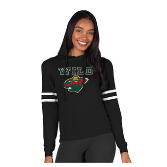 Women's Concepts Sport Black Minnesota Wild Marathon Long-Sleeve Hooded T-Shirt