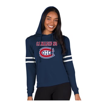 Women's Concepts Sport Navy Montreal Canadiens Marathon Long-Sleeve Hooded T-Shirt