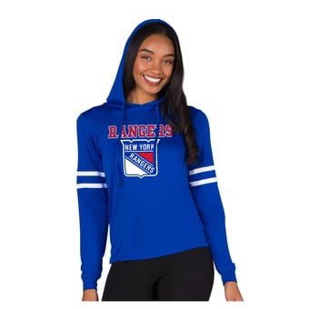 Women's Concepts Sport Blue New York Rangers Marathon Long-Sleeve Hooded T-Shirt