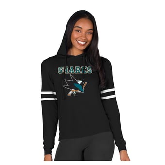 Women's Concepts Sport Black San Jose Sharks Marathon Long-Sleeve Hooded T-Shirt