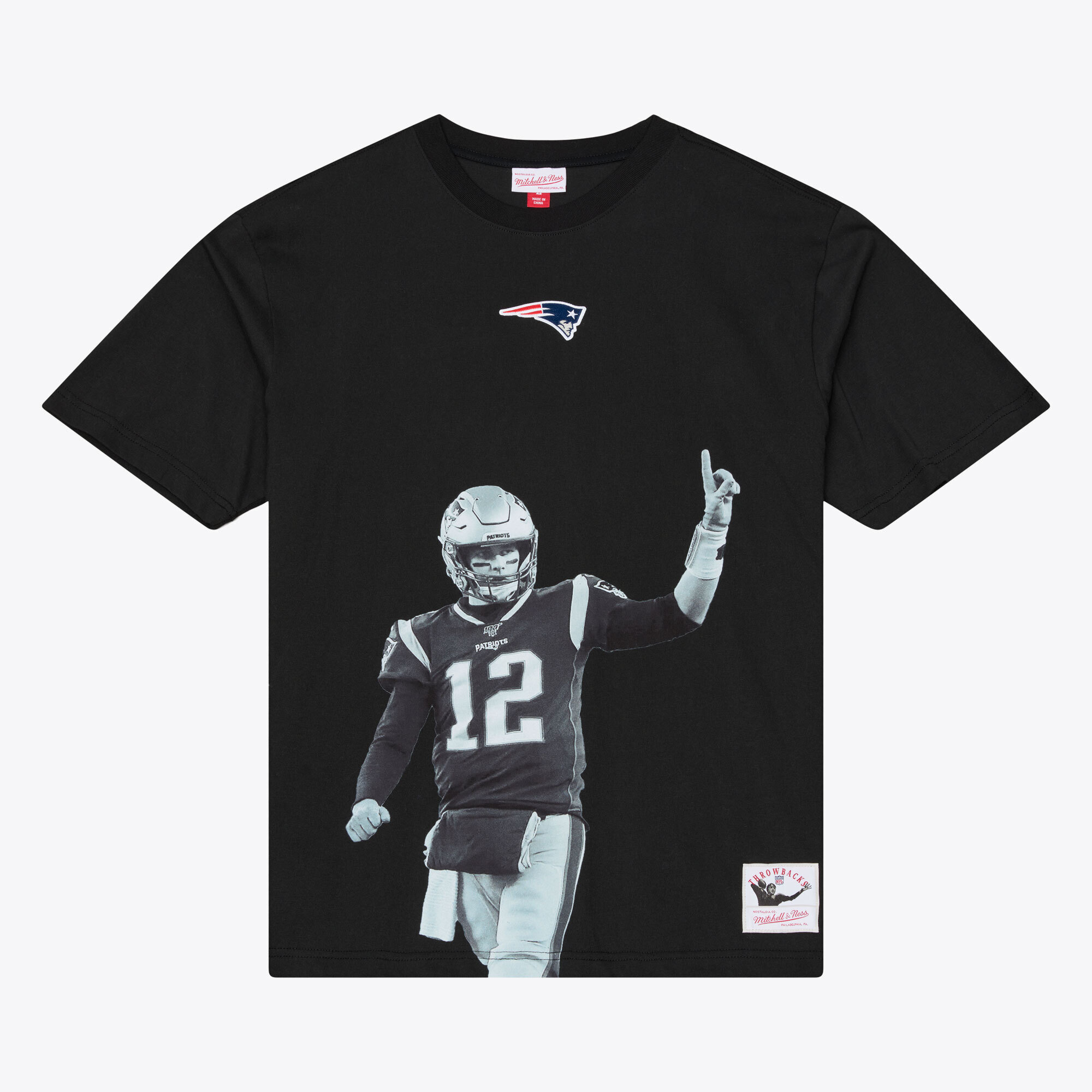 Men's Mitchell & Ness Tom Brady Black New England Patriots Retired Solo Player T-Shirt