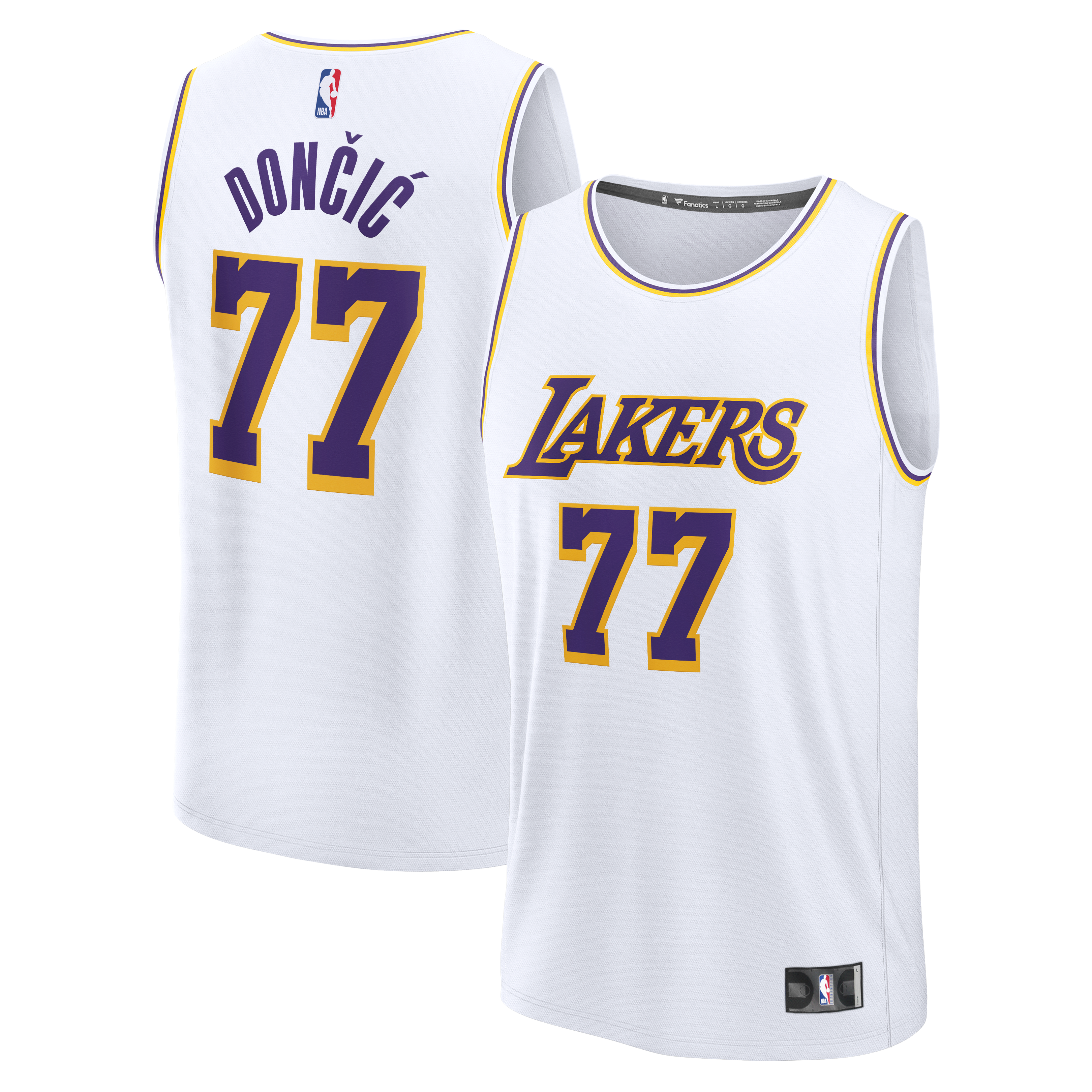 Youth Fanatics Luka Dončić White Los Angeles Lakers Fast Break Replica Jersey - Association Edition