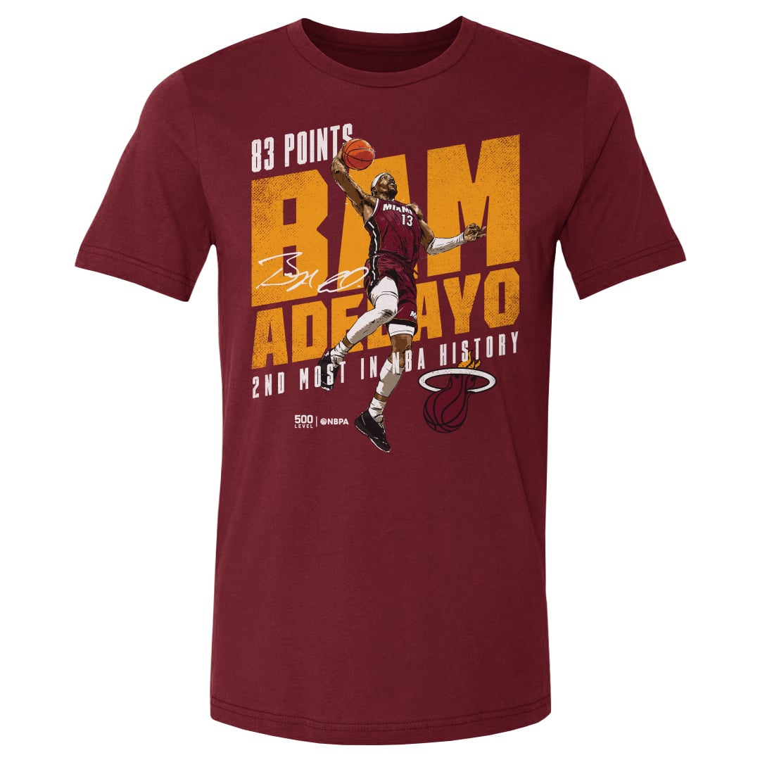 Men's 500 Level Bam Adebayo Red Miami Heat 83 Points T-Shirt